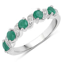0.54 Carat Genuine Emerald and White Topaz .925 Sterling Silver Ring
