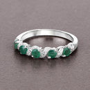 0.54 Carat Genuine Emerald and White Topaz .925 Sterling Silver Ring