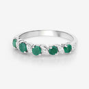 0.54 Carat Genuine Emerald and White Topaz .925 Sterling Silver Ring