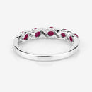 0.69 Carat Genuine Ruby and White Topaz .925 Sterling Silver Ring