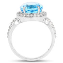 6.03 Carat Genuine Swiss Blue Topaz & White Topaz .925 Sterling Silver Ring