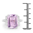 6.33 Carat Genuine Amethyst & White Topaz .925 Sterling Silver Ring