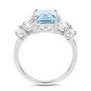 3.38 Carat Genuine Blue Topaz & White Topaz .925 Sterling Silver Ring