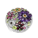 4.02 Carat Genuine Multi Stones .925 Sterling Silver Ring