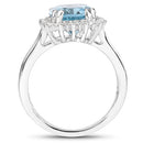 4.32 Carat Genuine Blue Topaz and White Zircon .925 Sterling Silver Ring