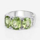 4.14 Carat Genuine Peridot and White Topaz .925 Sterling Silver Ring