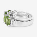 4.14 Carat Genuine Peridot and White Topaz .925 Sterling Silver Ring