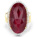 19.11 Carat Dyed Ruby and White Topaz .925 Sterling Silver Ring