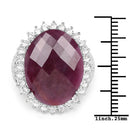 19.12 Carat Genuine Ruby and White Topaz .925 Sterling Silver Ring