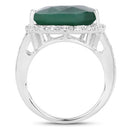 13.05 Carat Dyed Emerald and White Topaz .925 Sterling Silver Ring