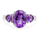 4.06 Carat Genuine Amethyst .925 Sterling Silver Ring
