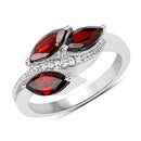 1.98 Carat Genuine Garnet and White Topaz .925 Sterling Silver Ring