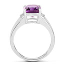 2.65 Carat Genuine Amethyst and White Topaz .925 Sterling Silver Ring