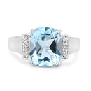 4.28 Carat Genuine Blue Topaz and White Topaz .925 Sterling Silver Ring