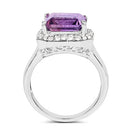 4.42 Carat Genuine Amethyst and White Topaz .925 Sterling Silver Ring