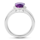 1.73 Carat Genuine Amethyst and White Topaz .925 Sterling Silver Ring