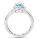 2.63 Carat Genuine Blue Topaz and White Topaz .925 Sterling Silver Ring