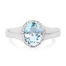 2.63 Carat Genuine Blue Topaz and White Topaz .925 Sterling Silver Ring