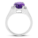 3.12 Carat Genuine Amethyst and White Topaz .925 Sterling Silver Ring