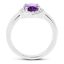 1.68 Carat Genuine Amethyst and White Topaz .925 Sterling Silver Ring