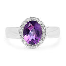 1.68 Carat Genuine Amethyst and White Topaz .925 Sterling Silver Ring
