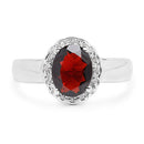 2.58 Carat Genuine Garnet and White Topaz .925 Sterling Silver Ring