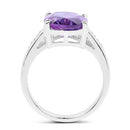 3.84 Carat Genuine Amethyst and White Topaz .925 Sterling Silver Ring