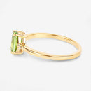 0.85 Carat Genuine Peridot and White Diamond 10K Yellow Gold Ring