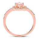 0.54 Carat Genuine Morganite and White Diamond 14K Rose Gold Ring