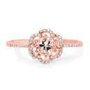 0.54 Carat Genuine Morganite and White Diamond 14K Rose Gold Ring