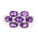 3.05 Carat Genuine Amethyst and White Topaz .925 Sterling Silver Ring