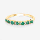 0.41 Carat Genuine Zambian Emerald and White Diamond 14K Yellow Gold Ring