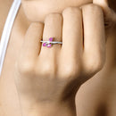 0.68 Carat Genuine Ruby and White Diamond 14K White Gold Ring