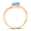 1.04 Carat Genuine Swiss Blue Topaz and White Diamond 14K Yellow Gold Ring