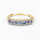 0.51 Carat Genuine Tanzanite and White Diamond 14K Yellow Gold Ring