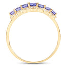0.51 Carat Genuine Tanzanite and White Diamond 14K Yellow Gold Ring
