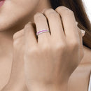 0.47 Carat Genuine Ruby and White Diamond 14K White Gold Ring