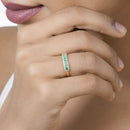 0.35 Carat Genuine Zambian Emerald and White Diamond 14K Yellow Gold Ring