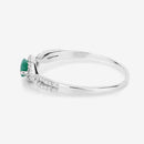 0.32 Carat Genuine Zambian Emerald and White Diamond 14K White Gold Ring
