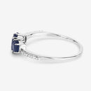 0.98 Carat Genuine Blue Sapphire and White Diamond 14K White Gold Ring