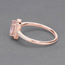 0.82 Carat Genuine Morganite and White Diamond 14K Rose Gold Ring