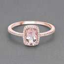 0.82 Carat Genuine Morganite and White Diamond 14K Rose Gold Ring