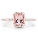 0.82 Carat Genuine Morganite and White Diamond 14K Rose Gold Ring