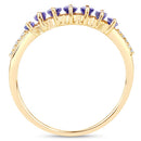 0.76 Carat Genuine Tanzanite and White Diamond 14K Yellow Gold Ring