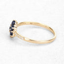 0.45 Carat Genuine Blue Sapphire and White Diamond 10K Yellow Gold Ring