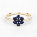 0.45 Carat Genuine Blue Sapphire and White Diamond 10K Yellow Gold Ring