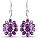 11.60 Carat Genuine Amethyst and White Topaz .925 Sterling Silver 3 Piece Jewelry Set (Ring, Earrings, and Pendant w/ Chain)