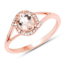 0.78 Carat Genuine Morganite and White Diamond 14K Rose Gold Ring