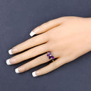 1.35 Carat Genuine Amethyst and Created White Sapphire .925 Sterling Silver Ring