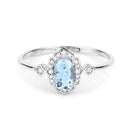 0.48 Carat Genuine Aquamarine and White Diamond 14K White Gold Ring